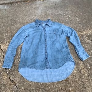 Free People Oversized Chambray Button Down Shirt